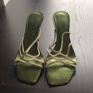 Used once strappy green sandal 3.5inch heel